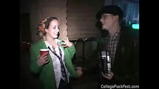 College girl getting fucked while others watch during a College Fuck Fest Party