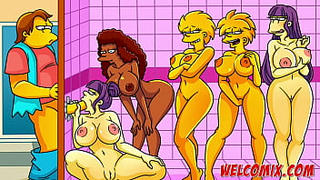 Women's Locker Room! Spying on hot girls taking a shower! The Simptoons, Simpsons